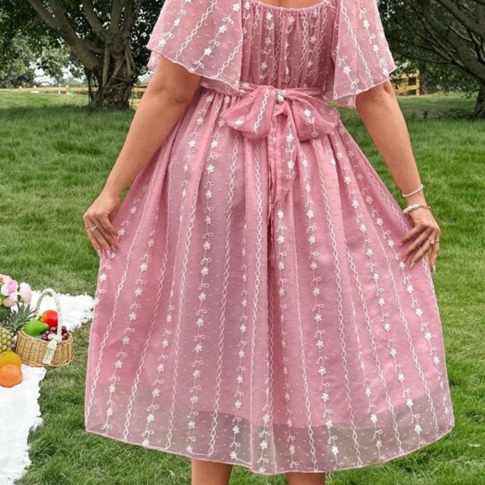 Pink Floral Lace Dress